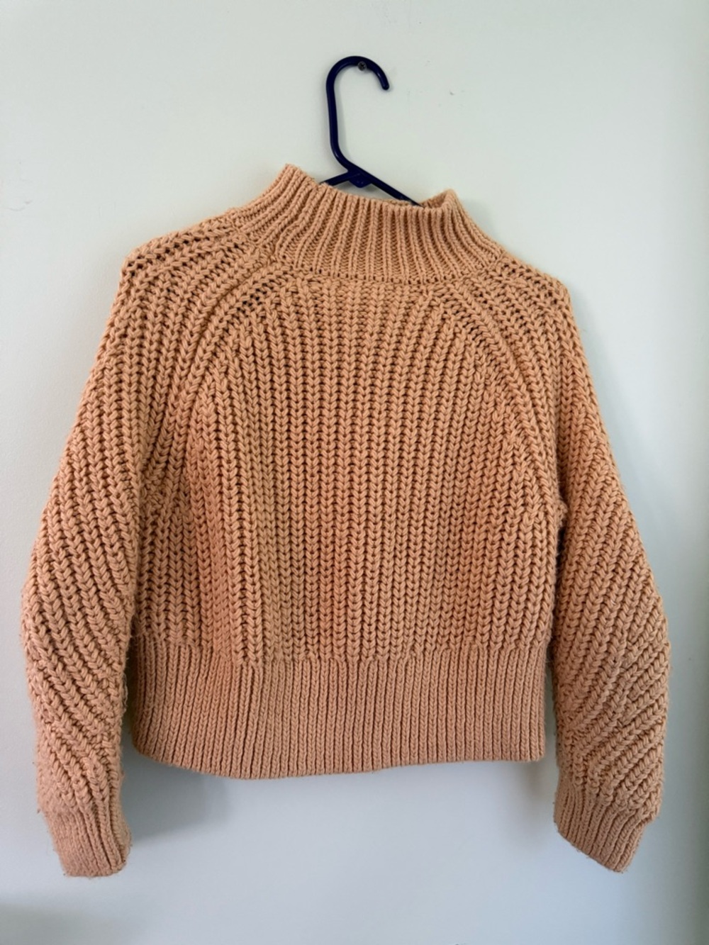 Cozy Women's Chunky Knit Mock Neck Sweater - Tan